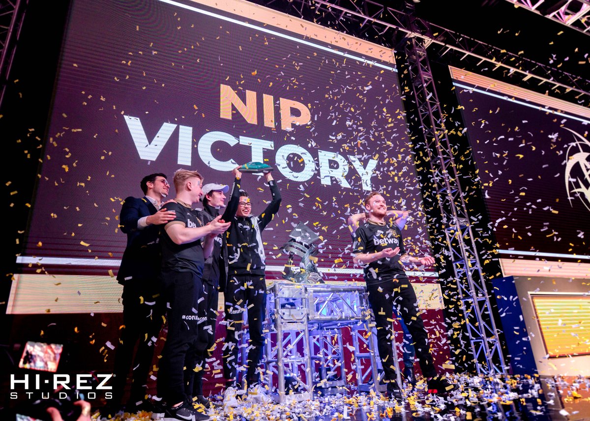 Paladins World Championship 2019 celebration featuring NiP players, bonkar on right