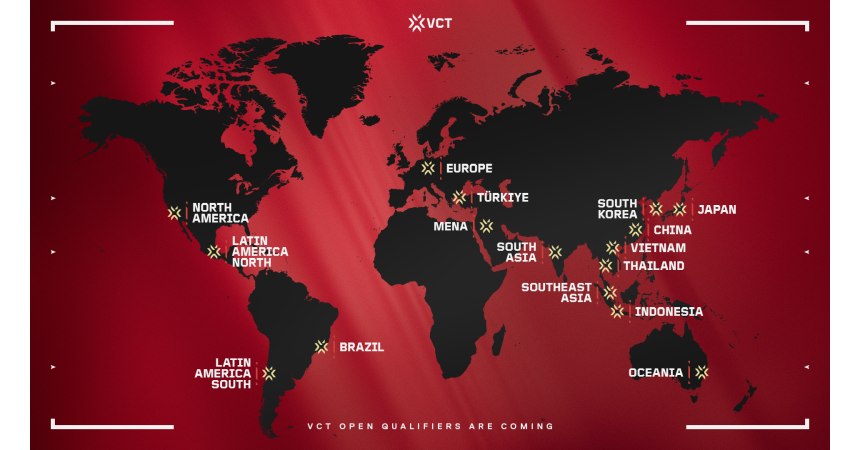 16 regions across VCT's four territories will host Open Qualifiers.